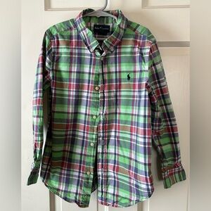 Ralph Lauren Green Plaid Button-Up Shirt Boys